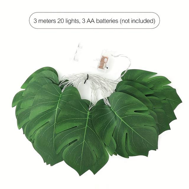 TEMU 10/20led Monstera Leaf Led Light Strings Artificial Leaf Lights Birthday Party Theme Home Decor