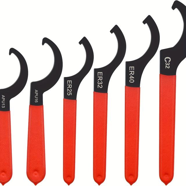 TEMU Wrench, Shock Absorber Wrench Hook Wrench Tool, For Suspension System And Shock Absorber Adjustment (6pcs)
