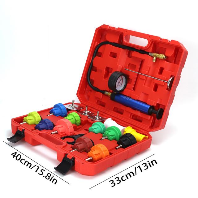 TEMU Kit de Détecteur de Fuite de Liquide de Refroidissement pour Voiture 18pcs - Jauge de Pression Sous Vide pour Réservoir d'Eau & Remplacement de Liquide, Matériau Isolé