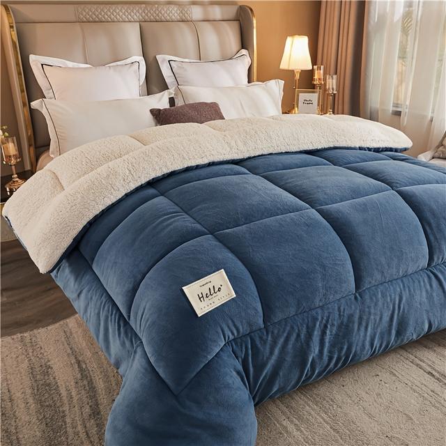 TEMU New 1pc High Quality Three-layer Warm Comforter Autumn And Winter Thickened Quilt Warm Quilt Core Up Instantly