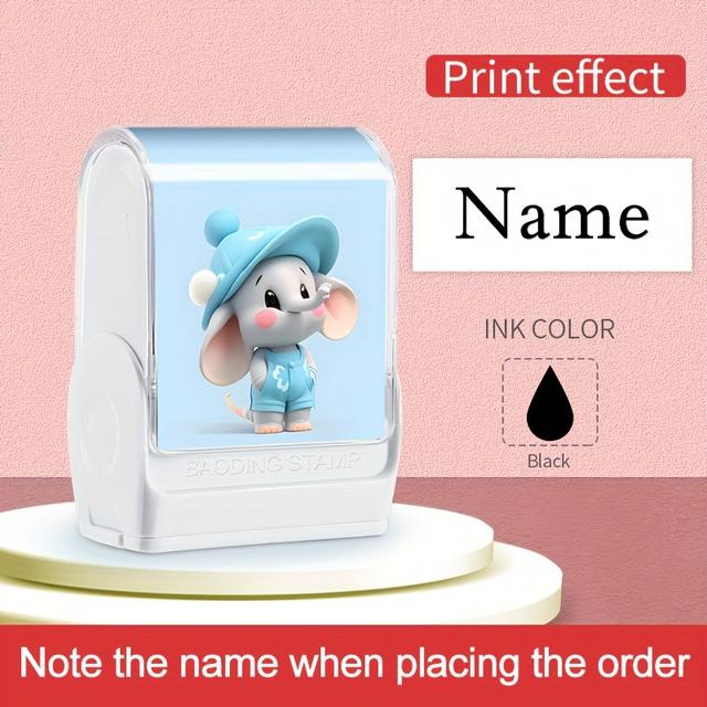 TEMU 1pc Elephant Stamp With Sharp Detailing & Custom Name/text Sealing - Stamp Suitable For School Supplies, Office Use, Documents, Clothing Tags - Ideal For Camp, After-school Activities & Ordering