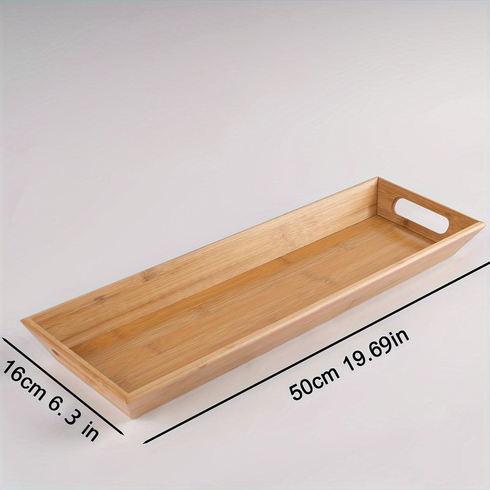 TEMU 1pc Bamboo Serving Tray With Handles, Decorative Tray Breakfast Dinner Food Trays Coffee Tray For Home