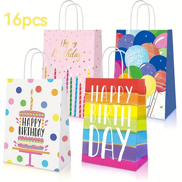 TEMU 12/16 bolsas de regalo para con , bolsas de papel para decoración de fiesta de , bolsas de regalos para fiestas, bolsas artesanales, decoraciones de
