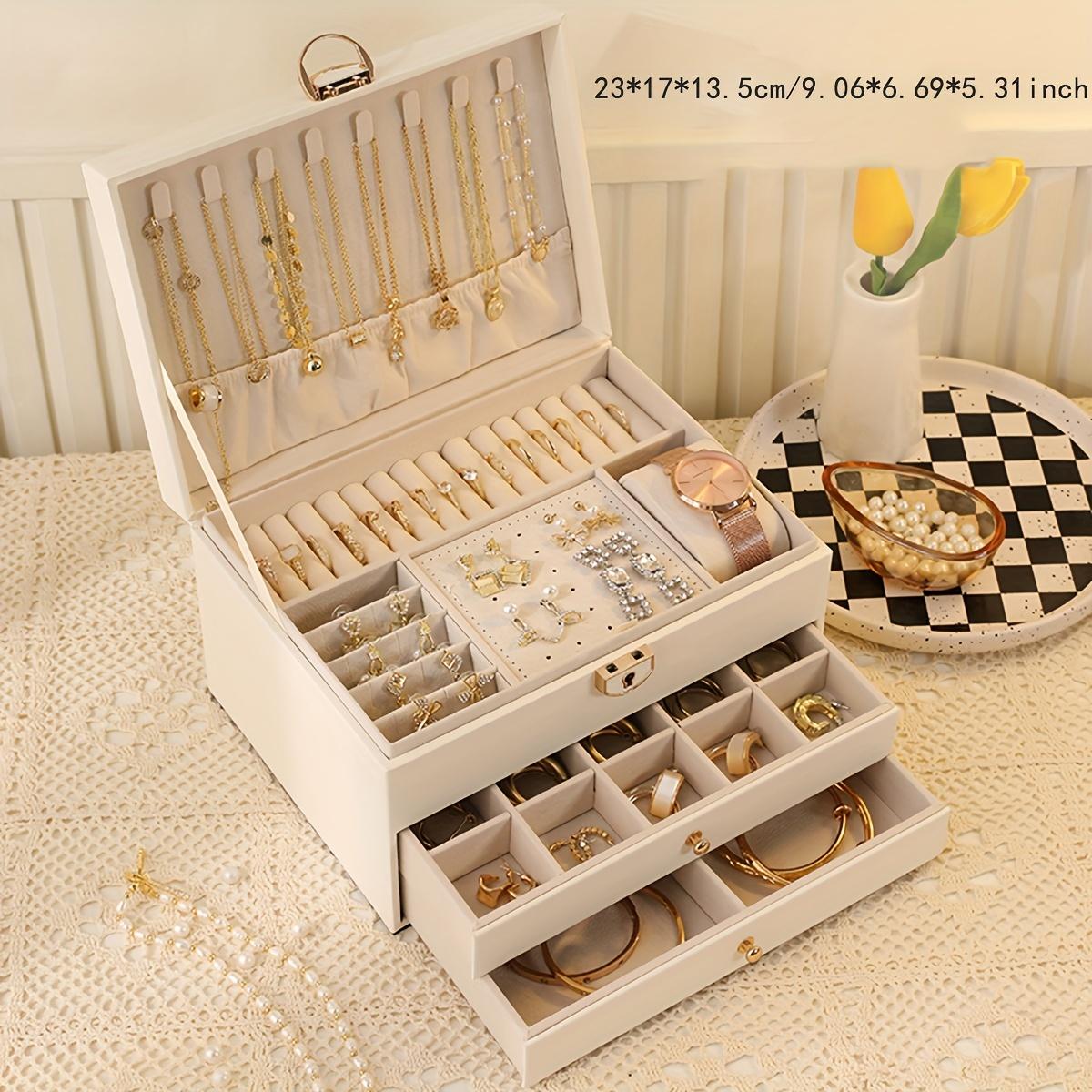 TEMU High-end Jewelry Boxes Necklace Earrings Earrings Earrings Bracelet Rings Exquisite Jewelry Golden Jewelry Large Capacity, Jewelry Boxes