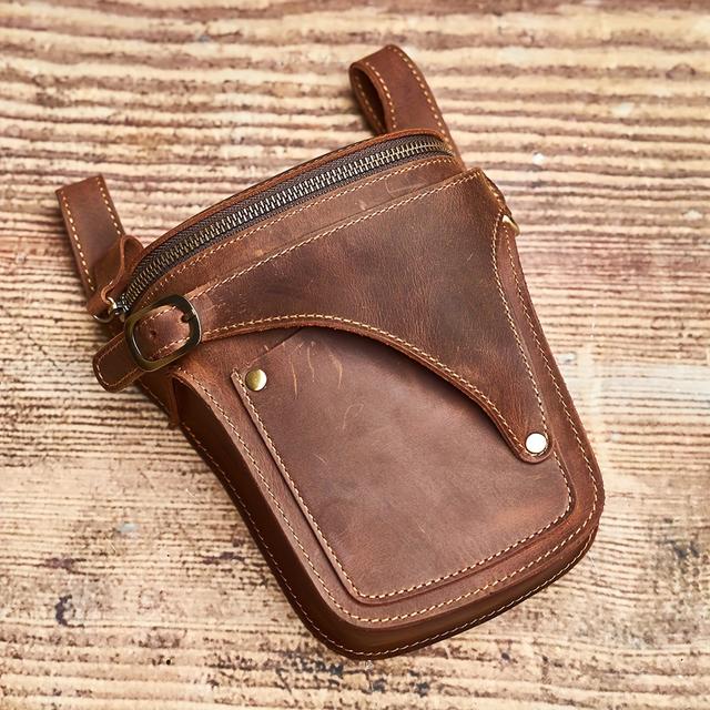 TEMU Etui na telefon z prawdziwej skóry w stylu vintage do noszenia na zewnątrz, na pasie