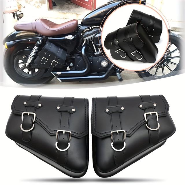 TEMU 1 Pair Universal Motorcycle Pupu Leatherpu Pu Leather Side Tool Bag Luggage Bag Suitable For //