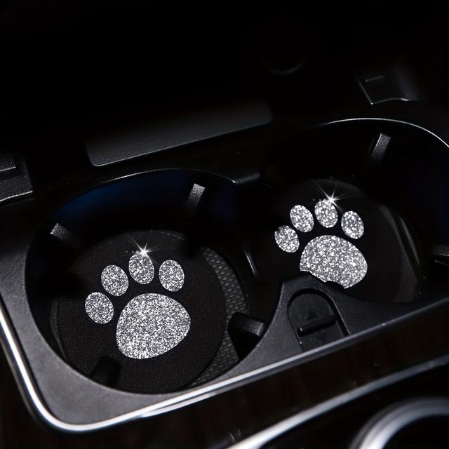 TEMU 2 Piezas de Posavasos para Auto con Estampados de Cachorro y de Oso Brillantes, Tapete para Consola Central, Posavasos para Tazas, Accesorios para Interior de Auto, Juego de Dos