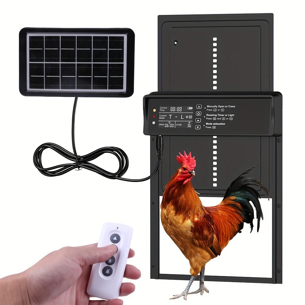 TEMU Automatic Chicken Coop Door, Solar-powered Chicken Coop Door With Timer And Light Sensor, All-aluminum Chicken Coop Door Opener With Lcd Display, Multiple , Anti-squeezing For Poultry