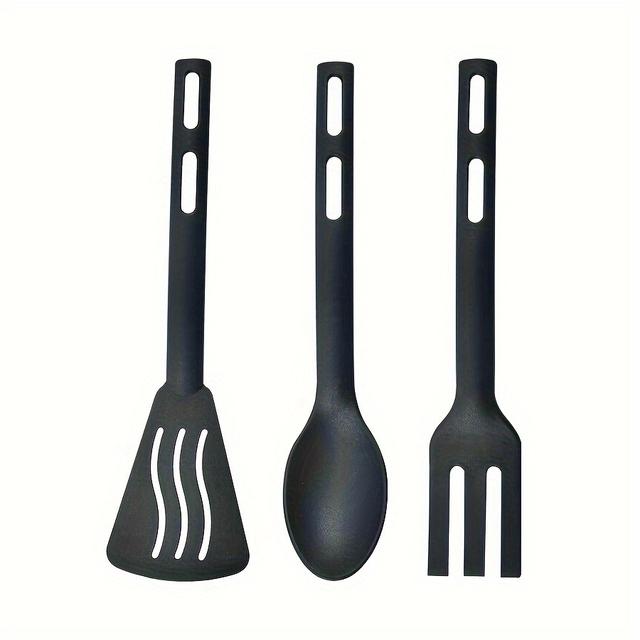 TEMU 3pcs Set, Integrated Nylon Kitchen Utensils Including A Spatula, Rice Scoop, And Fork, Perfect For Travel And Camping As A Portable Dining Set