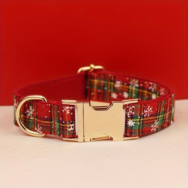 TEMU Christmas Style Adjustable Dog Collar With Stars, Snowflake Dog Collar With Metal , Soft And Comfortable Adjustable Collar