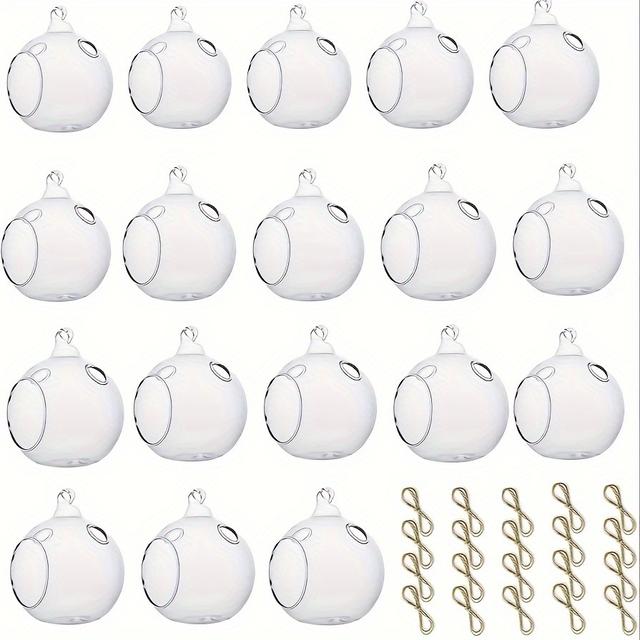 TEMU 18pcs Clear Hanging Glass Candle Holder Decorative Hanging Chandeliers, 3.15"/8cm Led Light Candleholders Decor Planters, Small Plant Terrarium Globes For Garden Wedding Party Decoration