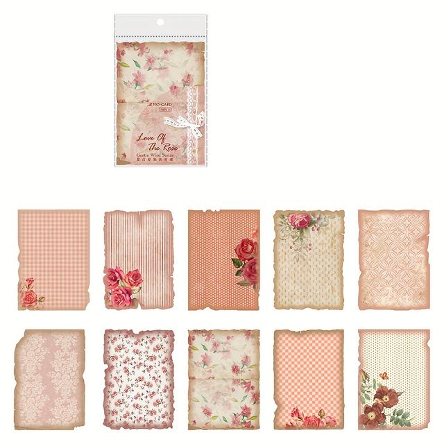 TEMU /pack Vintage Dyed Floral Paper Gentle Wind Series Lightweight Paper Scrapbook Journaling Paper Handmade Collage Creative Material