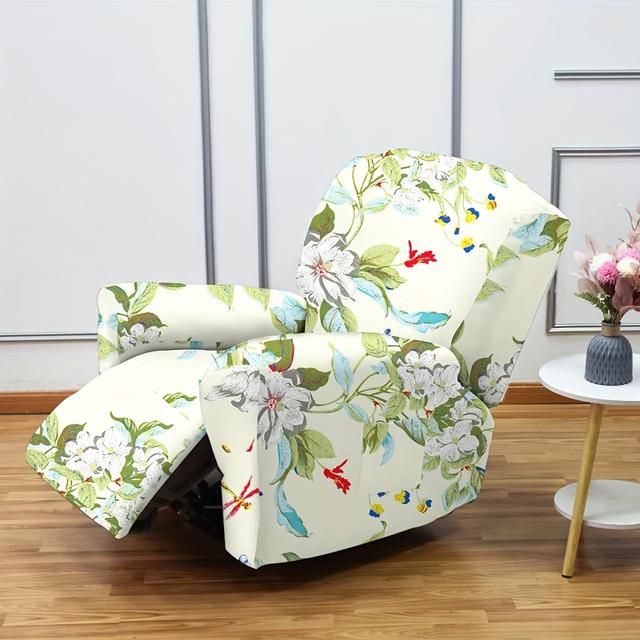 TEMU 4pcs Elastic Printed Single Lounge Chair Sofa Cover, Suitable For Dining Room, Party, , Universal Soft Polyester