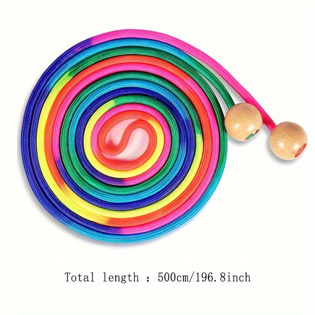 TEMU 1pc Of Colorful Jump Rope With Adjustable Wooden Ball-shaped Handles For Sports And Fitness