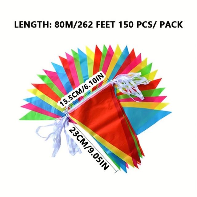 TEMU 3 Sizes Colorful Pennant Flags Banner Multicolor Pennant Banner Nylon Cloth Flag Pennants For Party Celebrations And Shops Decorations