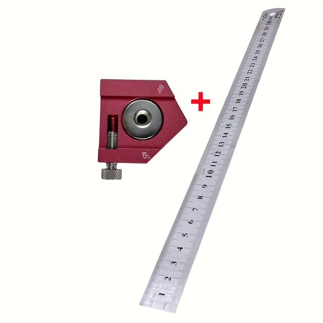 TEMU Aluminum Positioning Block | 45/60/90 Degree Angle Scribe Line Marking Gauge, Woodworking Square Scribe, For Ruler Locator, Carpentry Measuring Tools By Ccieao