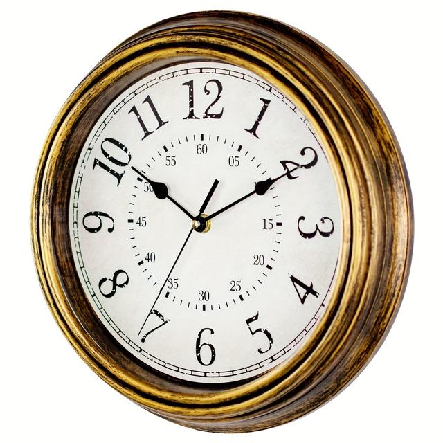 TEMU 1pc Large Wooden Silent Wall Clock For Living Room, Kitchen, And Bedroom - Battery Operated Retro Clock With