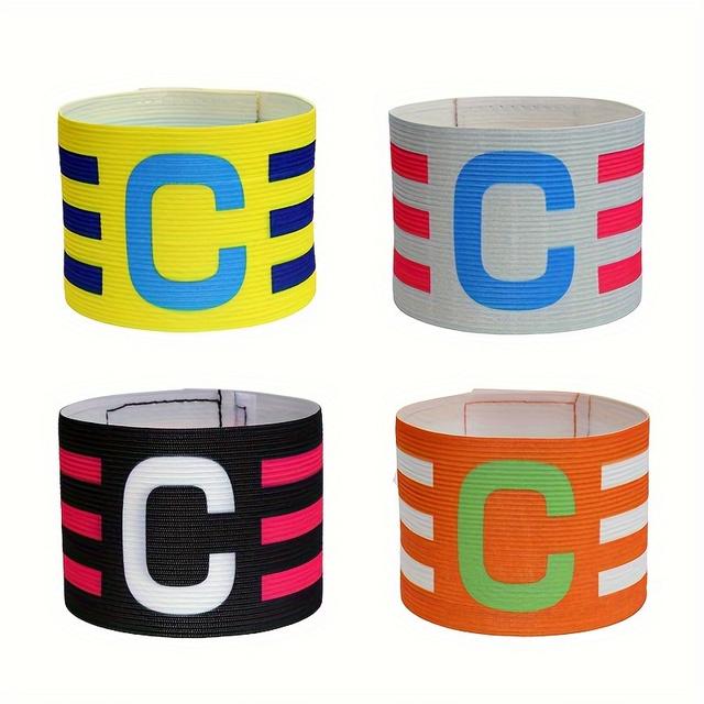 TEMU 4 db Labdarúgó Kapitány Karszalag, Felnőtt Hosszú Ujjú Labdarúgó Csapatjelvény, Rugalmas Matricás C-alakú Karszalag