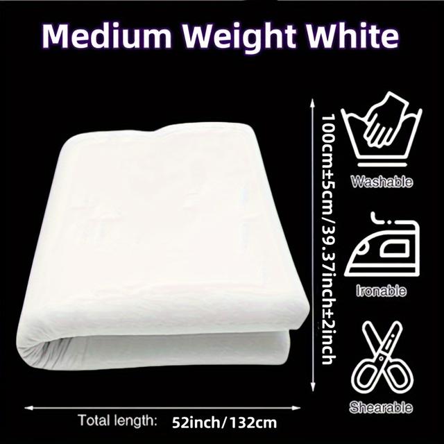 TEMU 1pc, Iron-on Fusible Polar Fleece Interfacing For Sewing Hand Quilted Non-woven Fabric Iron-on For Fusible Batting Single Sided Fusible Foam Stabilizer White For Diy Tote Bags Home Decor