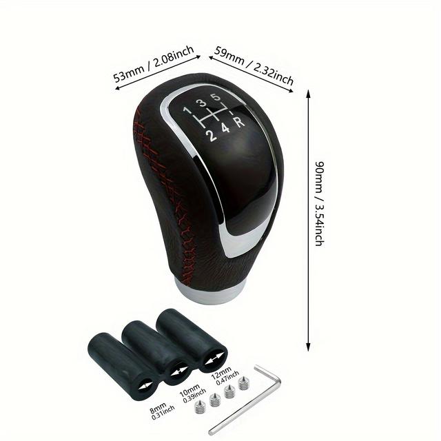 TEMU 5 Knob Leather Gear Stick Shifter Knobs Shifting Transmission Fit Most Manual Cars Trucks Suv Vehicle