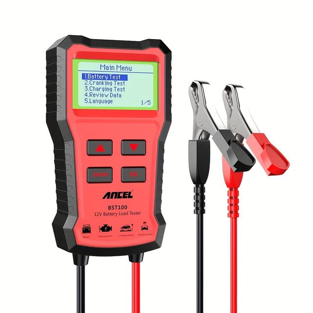 TEMU Ancel Bst100 12v Car Battery Tester, Digital Load Tester For 100-2000 Cca, Automotive Alternator And Battery Analyzer For Charging And Cranking, Without Battery