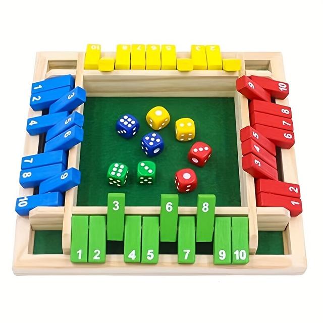 TEMU Wooden Number Dice Game Toy, Featuring 8 Colorful Dice, -teasing Math Toy, Perfect For Interactive Parties Bonding Tabletop Games.