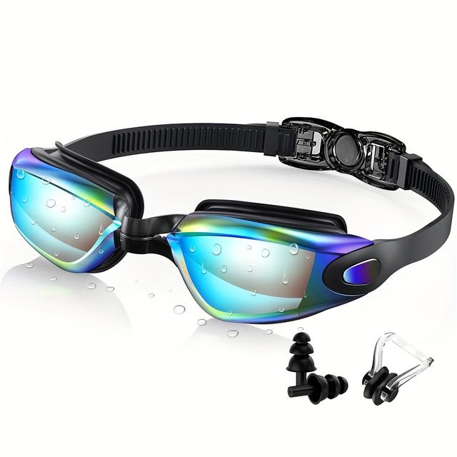 TEMU 1pc Swimming Goggles Swimming Glasses Anti-leak Adult, Men, Women, Teenagers With Earplugs, Nose Clips, Adjustable Lens Straps, Unisex Waterproof Swimming Eyewear