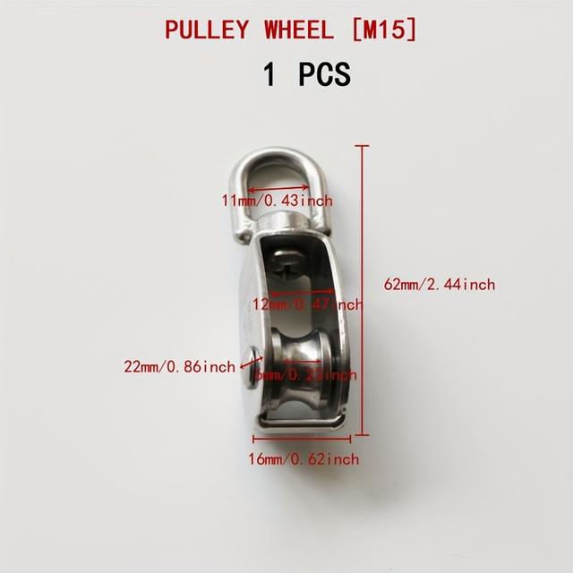 TEMU M15/m25/m32 Pulley Wheels - Travel Wire Pulleys - Traction Wheels - Steel Wire Rope Pulleys - Axle Rotating Hook Single Pulley