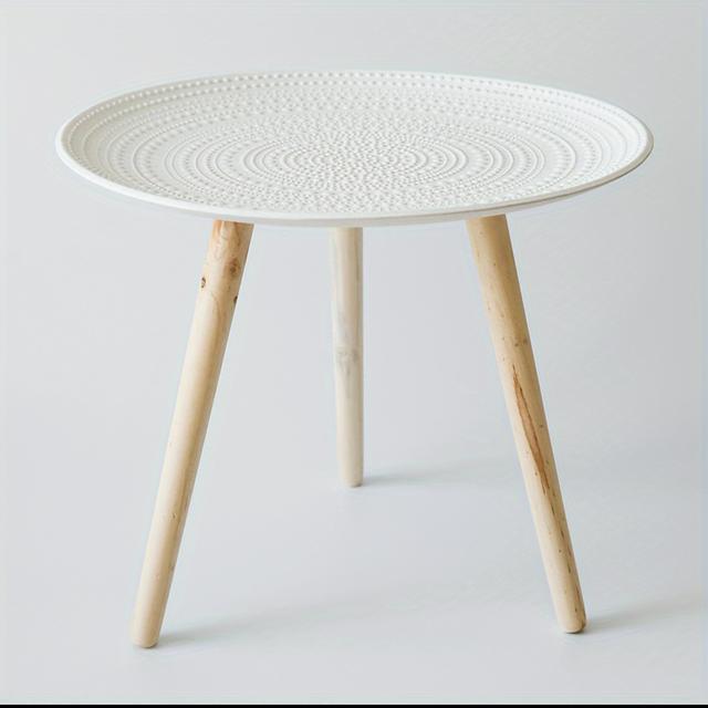 TEMU Runder Vintage-Seitentisch, kleiner Kaffeetisch mit 3 Beinen, platzsparender moderner Endtisch für Wohnzimmer und Schlafzimmer, Konstruktion aus Hartfaser, MDF-Dichte, kein erforderlich