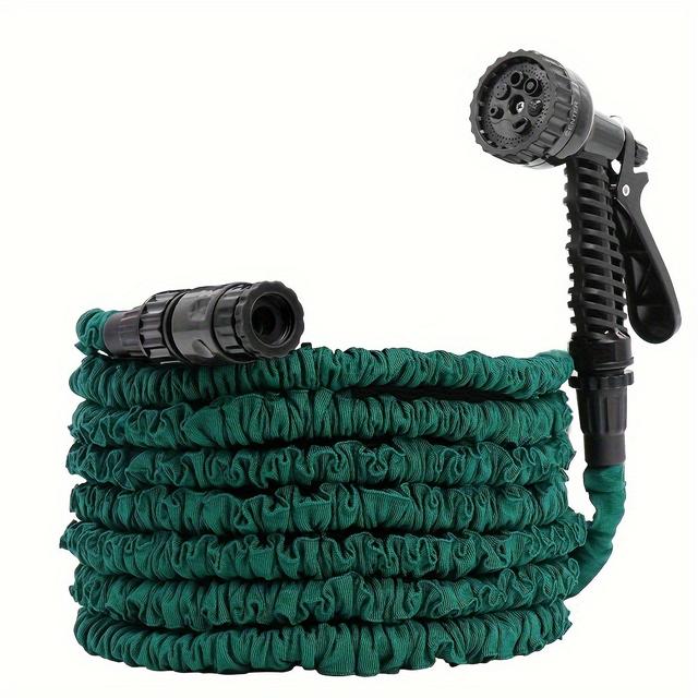 TEMU 1 Roll, Expandable Garden Hose Flexible Water Hose With 7 Pattern Spray Nozzle, 3/4"&1/2" Connectors, Retractable Latex Core Lightweight Expanding Hose