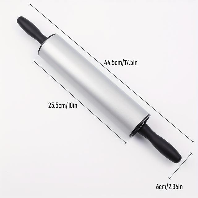 TEMU 1pc, Rolling Pin, Stainless Steel Rolling Pin With Handles, Dough Roller, For Pizza, Pie, , Dumplings, Noodles, And More, Kitchen Utensils, Kitchen Gadgets, Kitchen Accessories