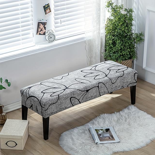 TEMU 1pc Printed Bench Cover, Made Of Spandex, Suitable For Home Shoe-changing Benches [thick 160g Printed Fabric]