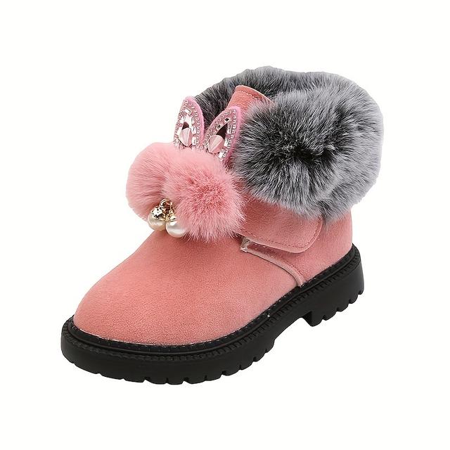 TEMU Winter New Children's Snow Boots Girls Princess Shoes Fashion Thickened Plus Velvet Short Tube Baby Boots