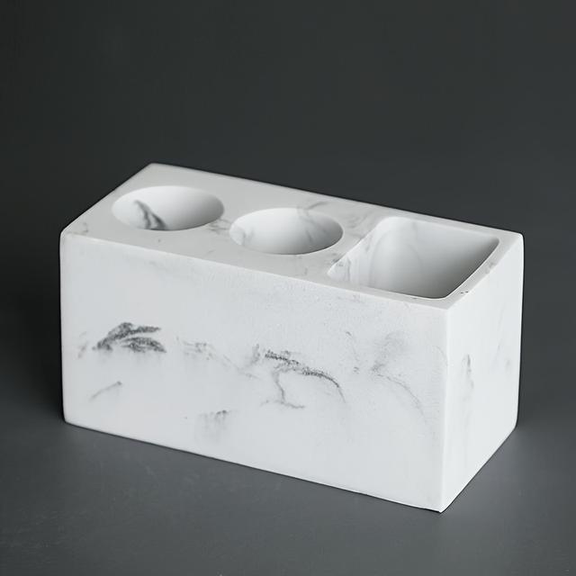 TEMU Toothbrush Holder Electric Toothbrush Holder Can Store Toothpaste And Toothbrush Black And White Marble Pattern