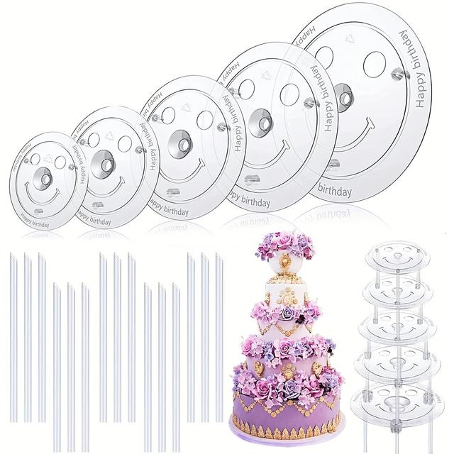 TEMU Set Of 20pcs Cake Pans, Cake Stand 5 Layers (9/12/16/20/26cm) With 15 Dowel Rods, Reusable Cake Stand For Cakes, Suitable For Weddings, Birthdays, Parties, Festivals
