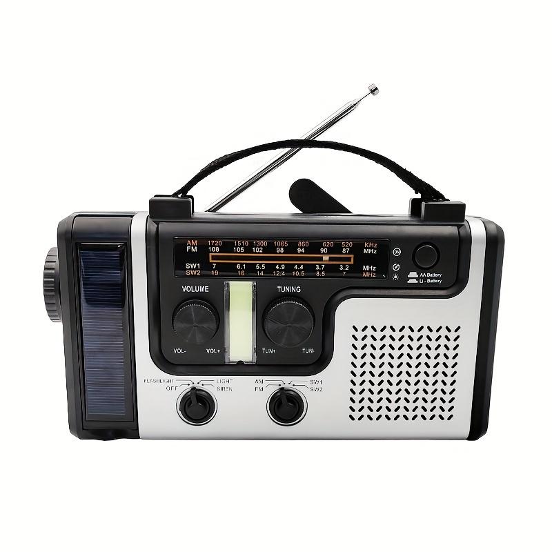 TEMU Emergency Solar Hand Crank Power Emergency Radio Am/fm/sw Multi-band With Led Flashlight, Reading Lamp, Alarm, Phone Charging Function.