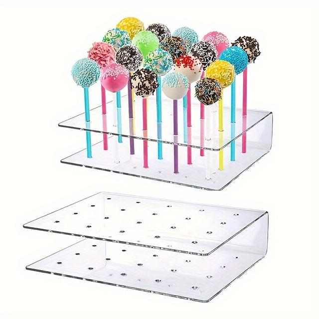 TEMU 2pcs 20-hole Acrylic Lollipop Acrylic Display Stand, Acrylic Lollipop Holder, Clear Lollipop Rack, For Hotel Wedding Party, Party Supplies, Table Decors, Room Decors