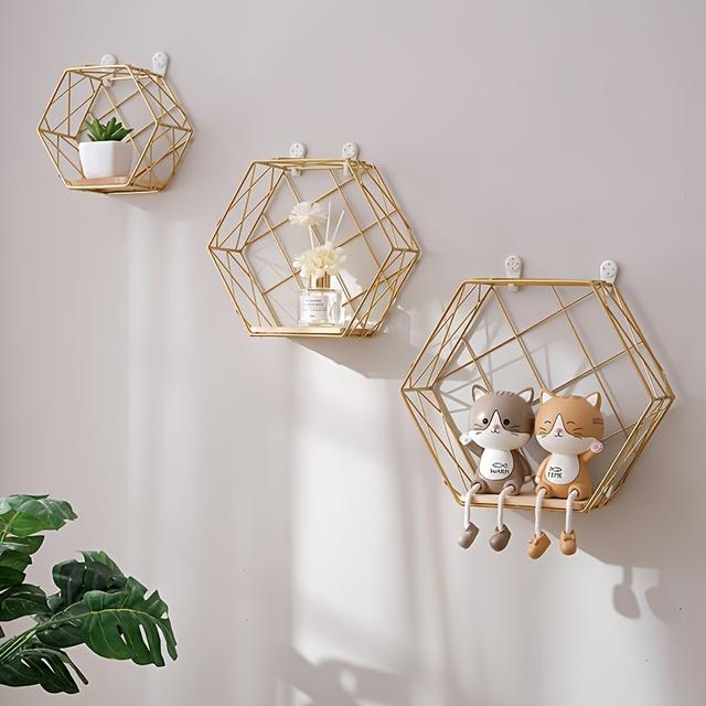 TEMU Nordic Style Living Room Wall Shelves, Wall-mounted Storage For Bedroom Wall Decorations, Floating Shelves