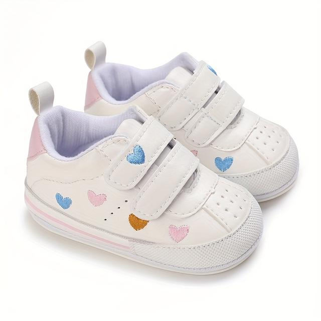 TEMU Casual Schattige Lage Sneakers met Hartjespatroon voor Baby Meisjes, Ademende Antislip Wandelschoenen voor Lente en Herfst