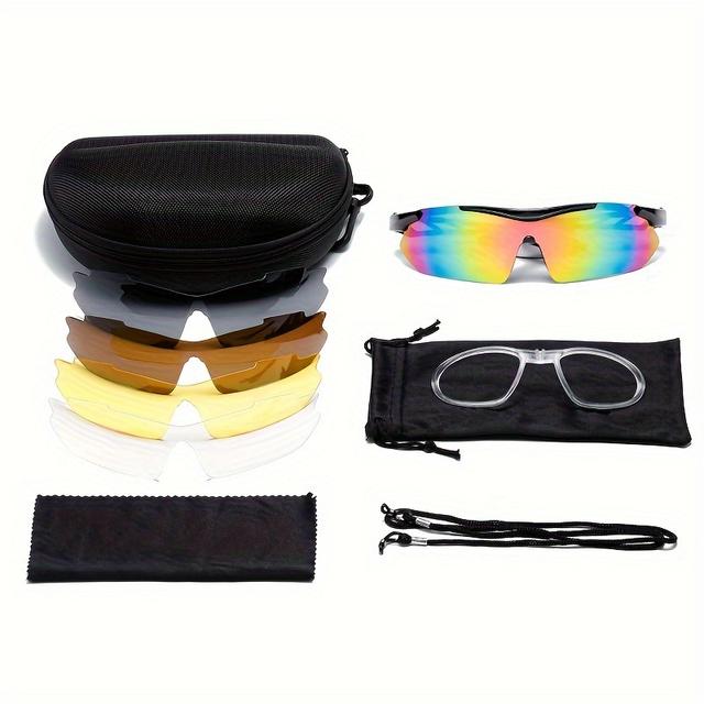 TEMU Fashion Glasses Set, With 5 Interchangeable Lenses, Portable Glasses Case
