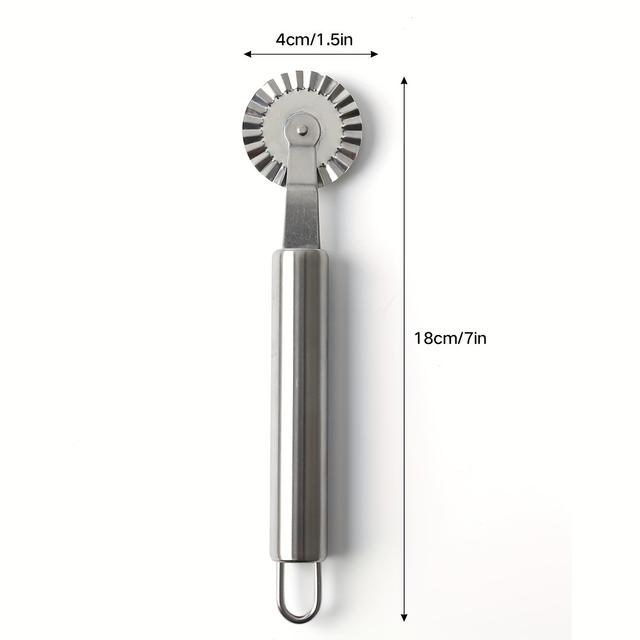 TEMU 1pc Stainless Steel Pizza Cutter With Serrated Edges & Round Handle - Heavy-duty 430 Stainless Steel Baking Tool For Homemade Pizza, Pastries,