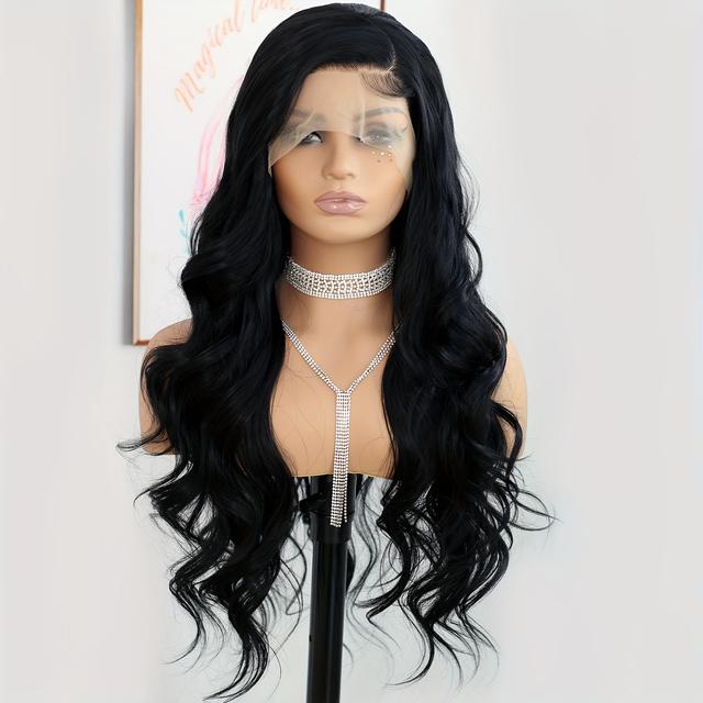 TEMU 13*4 Wave Lace Front Wigs, Glueless Synthetic Wig Made From Heat Resistant Fiber, Featuring And Long Curls