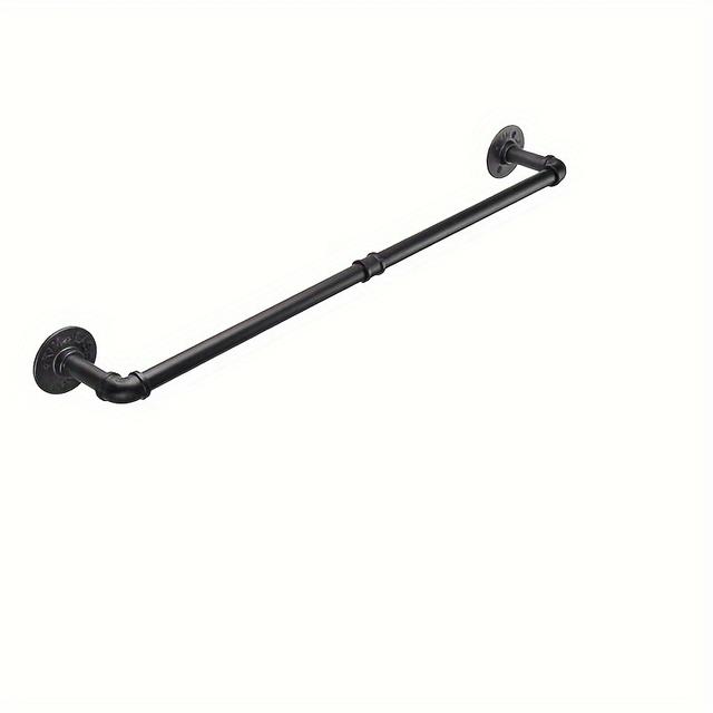 TEMU 1pc Industrial Black Vintage Pipe Towel Rack, Cast Iron Wall-mounted Towel Bar, Bathroom Hardware Towel Holder For Bath Towels And Accessories Storage, Bathroom Accessories
