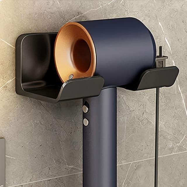 TEMU Plastic Hair Dryer Stand For Bathroom Shelf That Drilling, Designed To Hold Hair Dryers