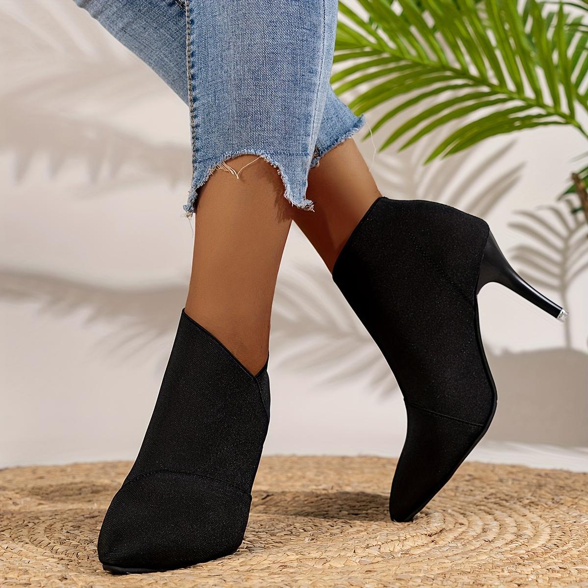 TEMU Classic Elegant Pointed Toe Elastic Thin Heel Women Shoes