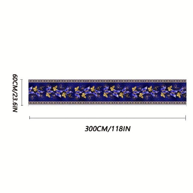 TEMU [golden Diamond Velvet]1pc, Extra Long Flower Hallway Rug, Exquisite Non-slip Balcony Strip Rug, Bathroom Mat, Laundry Room Floor Mat, Entrance Door Mat, Laundry Washable Home Rug