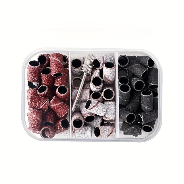 TEMU 75pcs Nail Sanding Bands With 3/32" Bit, 80#120#180 Nail For Nail Drill Bit Acrylic Nails, , Pedicures Tools ，for Toenail& Foot Clean