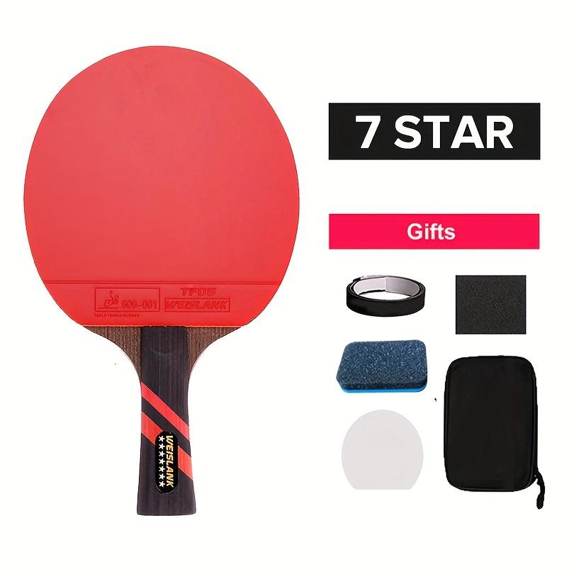 TEMU Professional 7-star Carbon Table Tennis Paddle Designed For Offensive And Play, Featuring A Long And Short Handle, Double-sided Pimpled Sticky Rubber, And With A Case