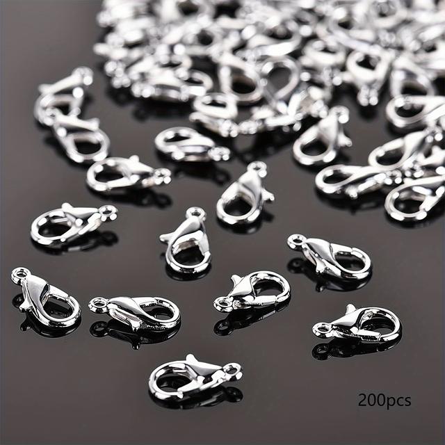 TEMU 200 Piezas de Cierres de Langosta Plateados para Manualidades Decorativas, Tamaño de 12 mm, Artesanías Hechas a Ideales para Diversas Fiestas como de San Valentín y de la