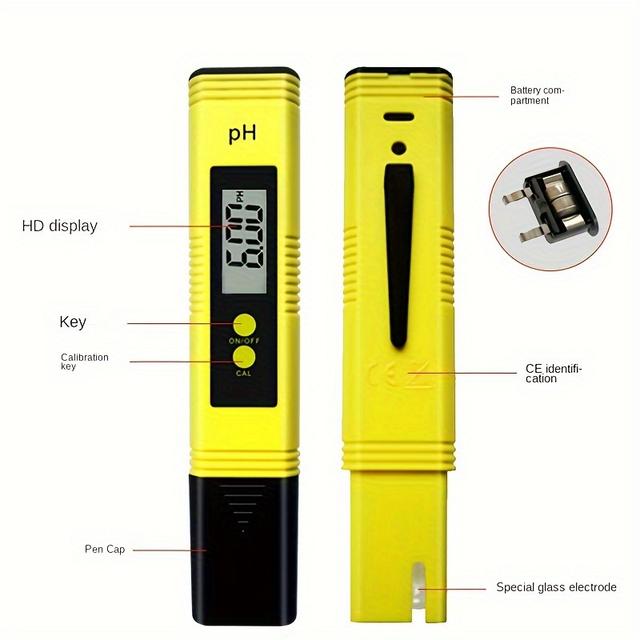 TEMU Ph Meter 2-button 0.01 Precision Ph Tester Pen-style Atc Temperature Ph Pen Acidity Meter